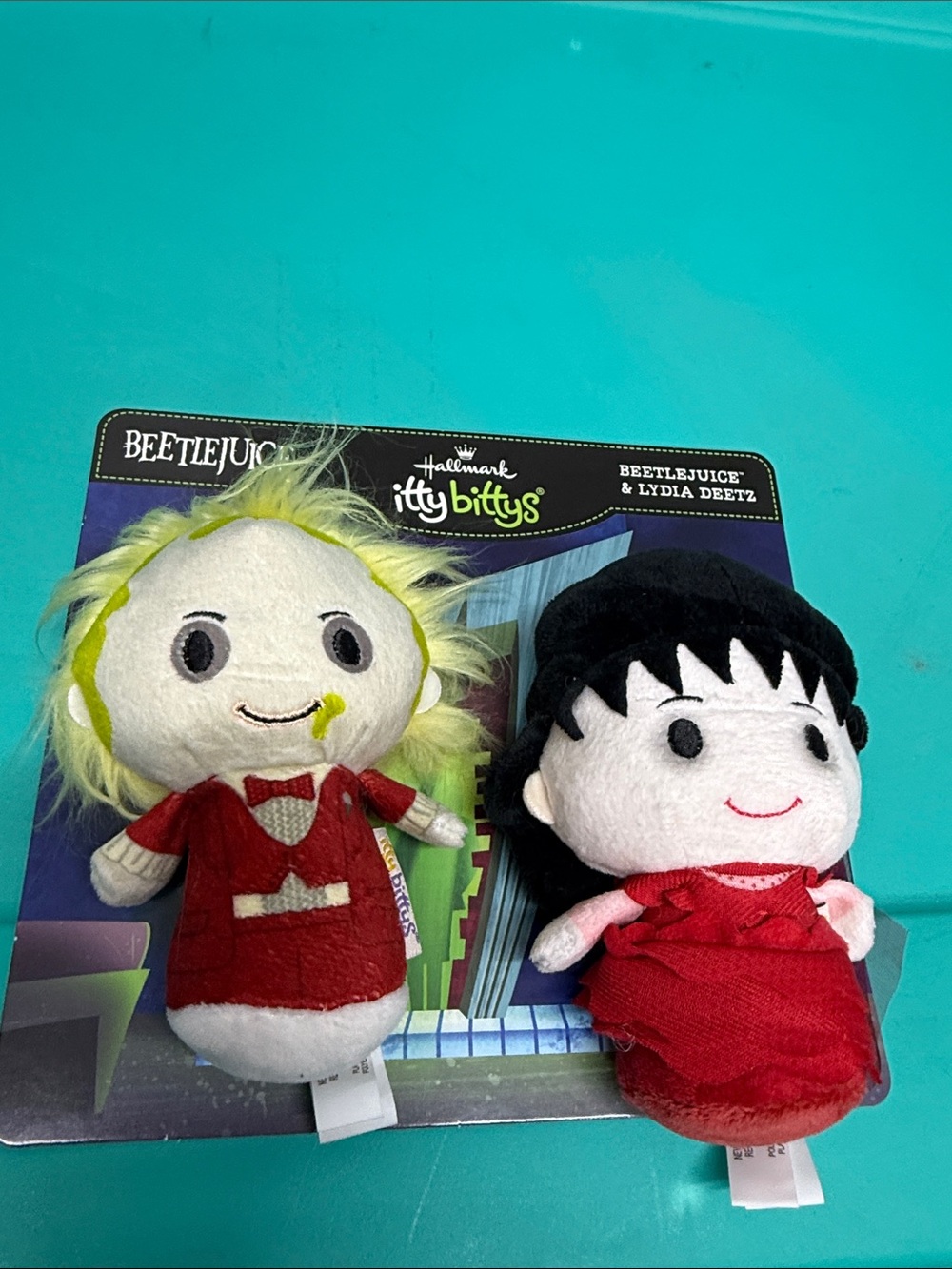 Hallmark Itty Bittys Beetlejuice & Lydia Plush Duo - Yellow, Black, Red